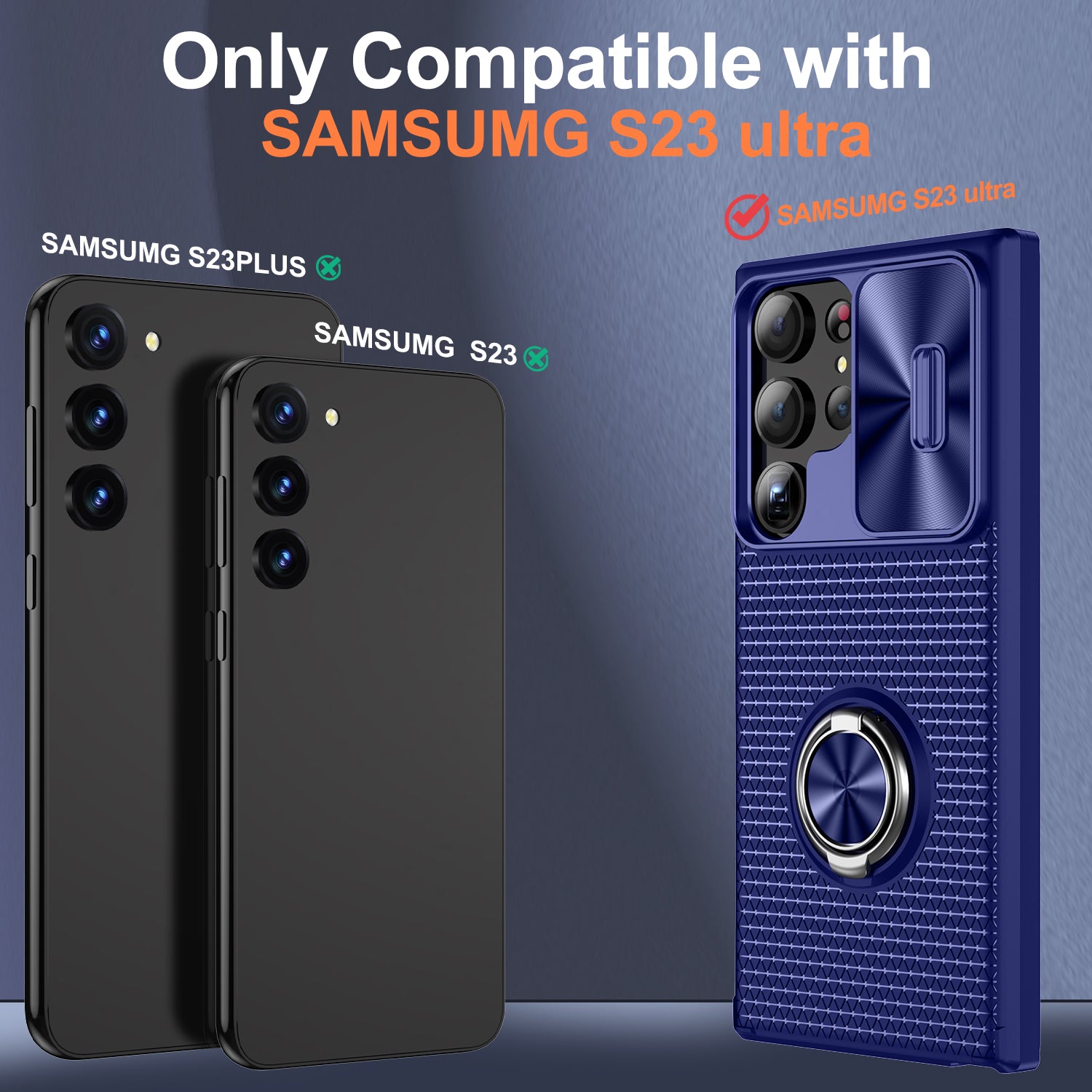 For Samsung Galaxy S23 Ultra Kickstand Phone Case PC TPU Back Rugged Cover with Slide Camera Protection For Samsung Galaxy S23 Ultra Kickstand Phone Case PC TPU Back Rugged Cover with Slide Camera Protection